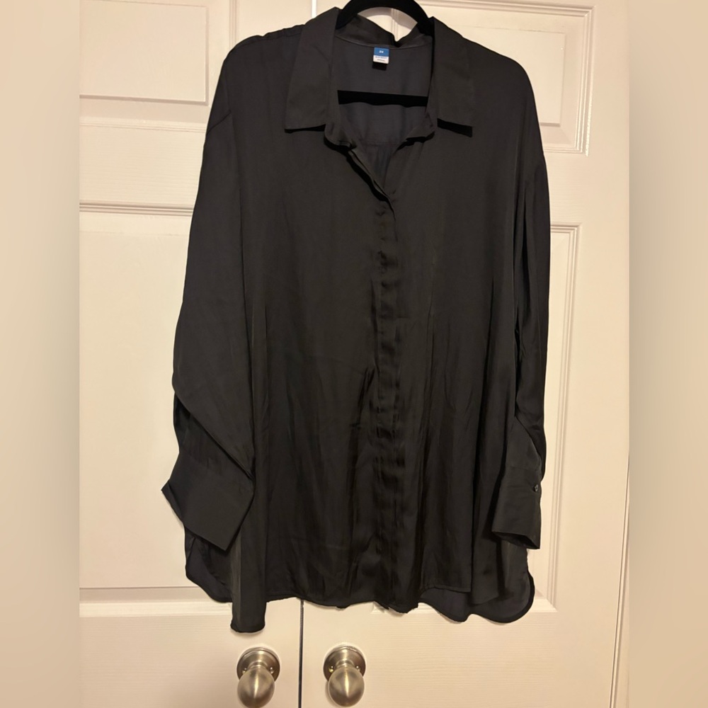Black satin blouse